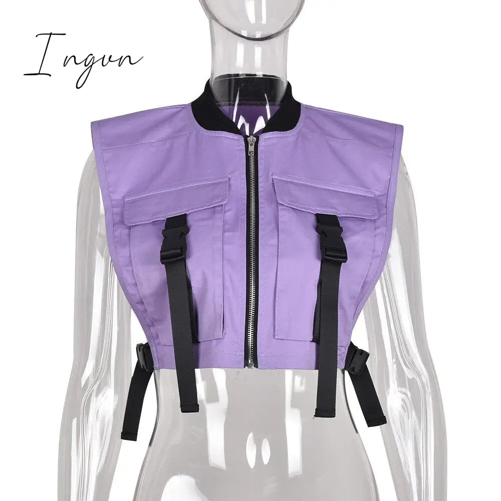 Ingvn - Fashion vest Jacket for Women 2023 Spring New Solid Color Sleeveless Slim Crop Tops Women Vest