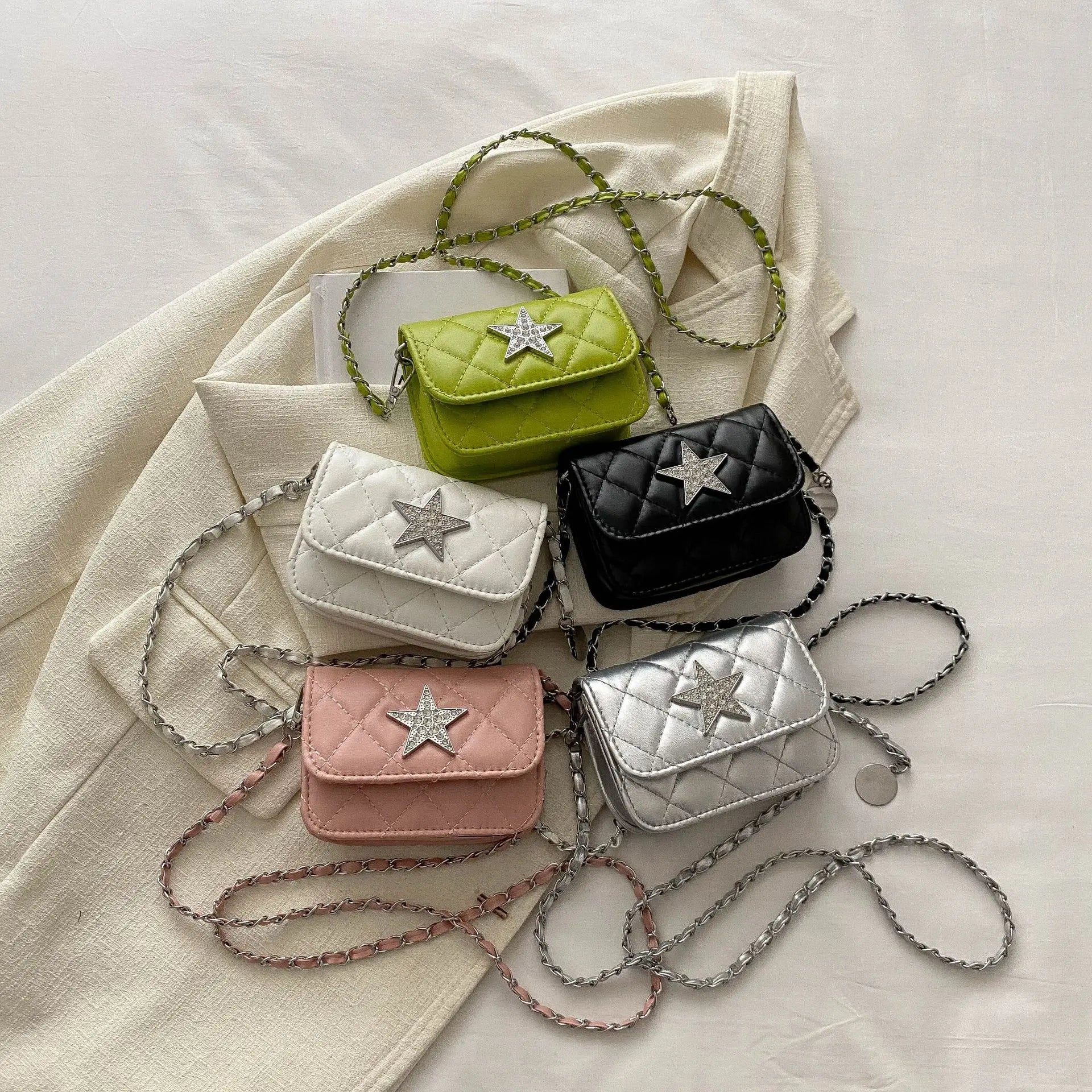 Ingvn  Fashion Star Women's Small Square Shoulder Bag Sewing Thread Female Crossbody Bags Simple Chain Ladies Retro Tote Purse Handbags