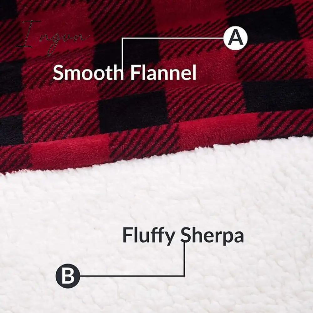 Ingvn - Women‘s Couple‘s Pajamas Nightgown Hoodie Blanket Wearable Blanket Christmas Grid / Plaid Pure Color Plush Simple Comfort Home Party Fleece Warm Gift Patchwork Pocket Fall Winter Black Gray
