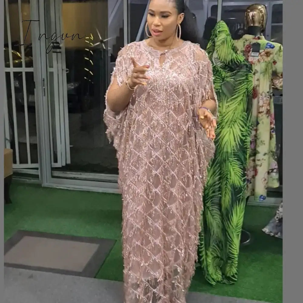 Ingvn - Outfits 2023 Fashion Trends Long African Dresses for Women Plus Size Clothing Dashiki Tassel Sequins Abaya Muslim Dress Africa Clothes Robe Africaine Femme