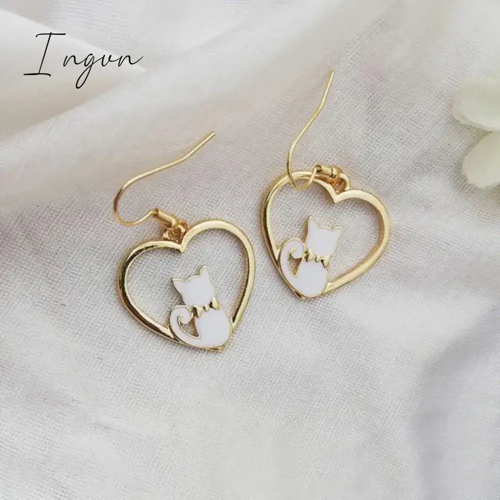 Korean Style Flower Cute Animal Dangle Earrings For Women Moon Stars Kitten Rabbit Balloon Asymmetric Earring Party Jewelry Gift