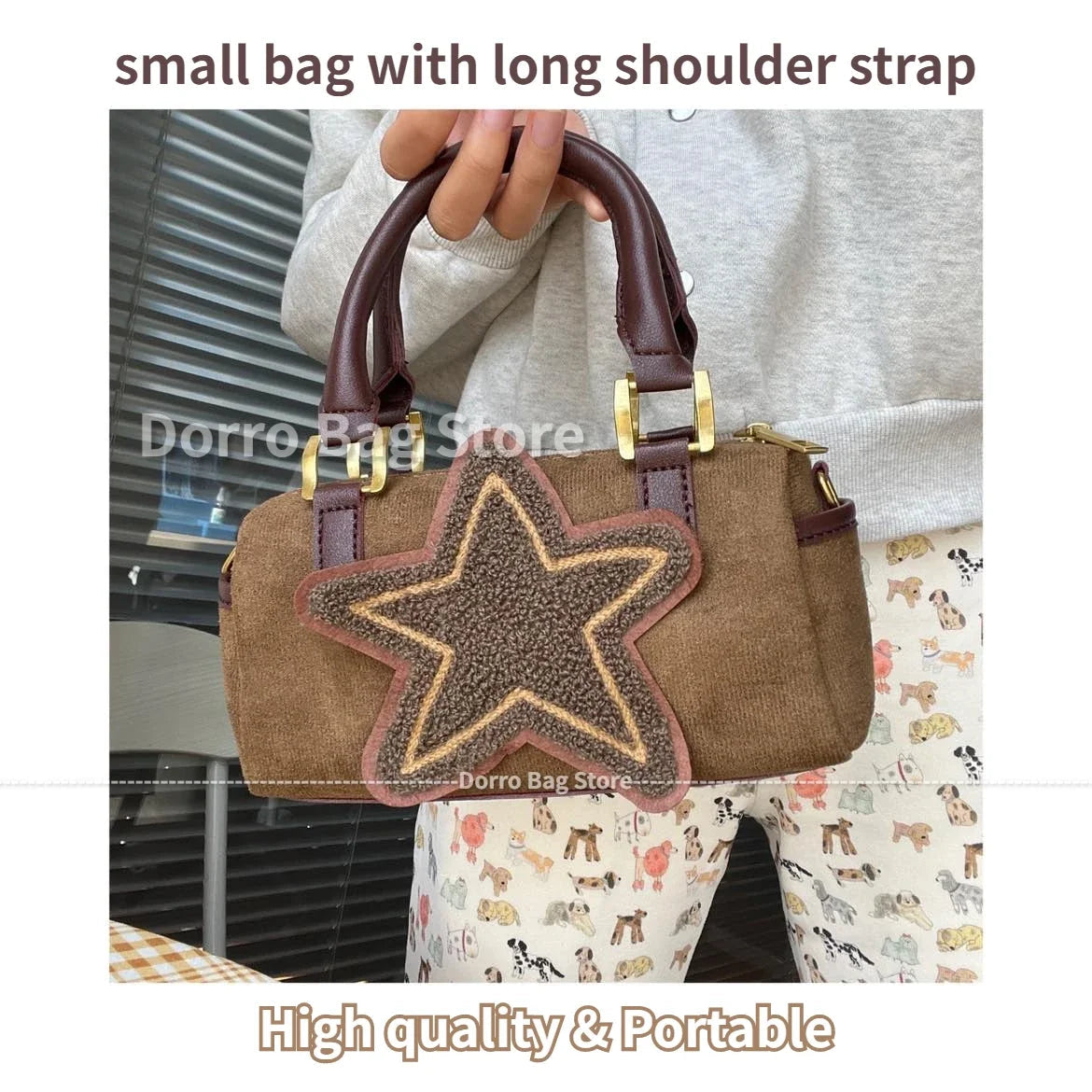 Ingvn  Sweet Stars Y2k Ladies Messenger Bags Fashion Vintage Faux Deerskin Women's Shoulder Bag Mini Cute Retro Female Handbags Purse