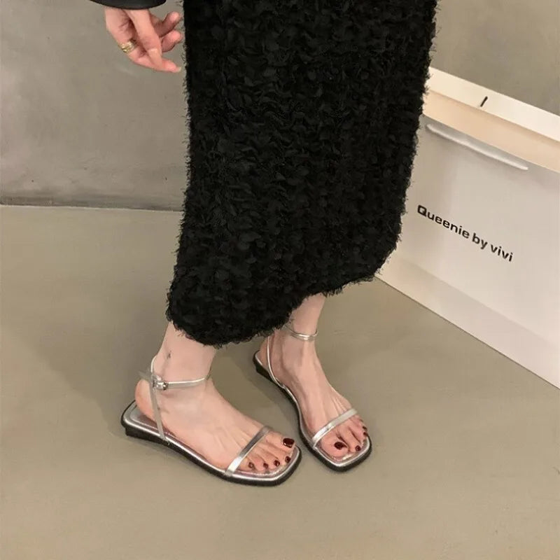Summer Gladiator Women Sandals Fashion Elegant Ankle Buckle Open Toe Shoes Ladies Outdoor Dress Low Heel Sandalias Mujer
