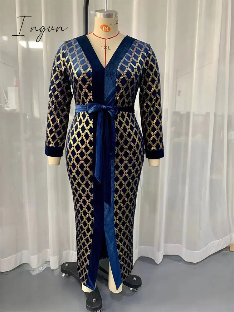 Ingvn - Plus Size Maxi Dresses Large Spring Women Oversized Long Luxury Chic Elegant Evening Party Muslim Festival Clothing