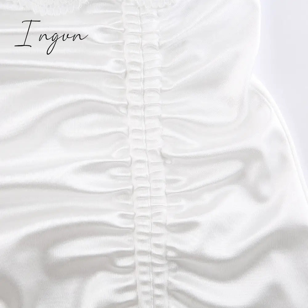 Ingvn - Gifts for women fashion outfits Sexy Lace Hot Nightdress High Waist Lace Mesh Drawstring Mini Tank Summer Dress Dresses Women Korean Kawaii