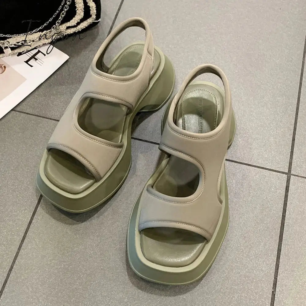 Ingvn - 2024 Fashion Women's Shoes Anti-Slip Platform Sandals Stretch Fabric Summer Comfort Ladies Walking Ladies Sandals Ladies Casual