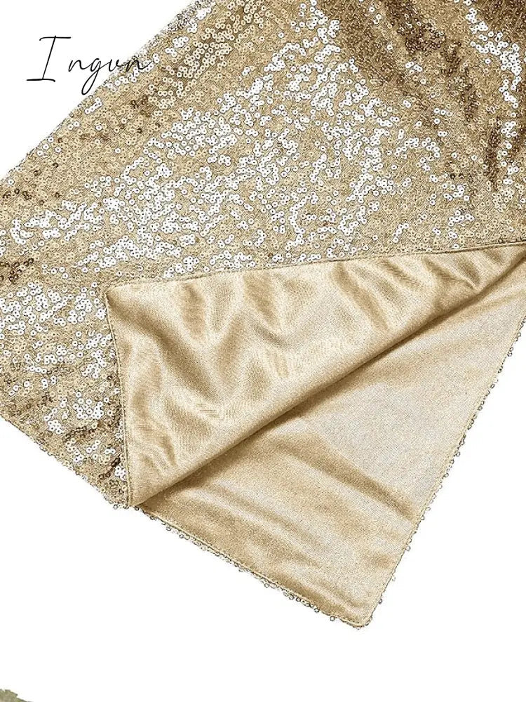 Ingvn - Women‘s Semi Formal Party Dress Sequin Dress Short Mini Dress Silver Gold Sleeveless Pure Color Sequins Split Spring Summer Crew Neck Stylish Elegant 2023 S M L XL XXL