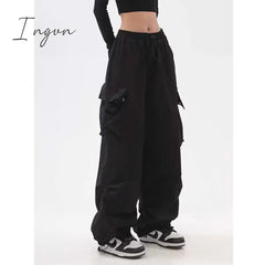 Ingvn - Cargo Pants Women Baggy Trousers 2023 Fall Streetwear Oversized Pants Vintage Casual Elastic Waist Loose Sweatpants Women