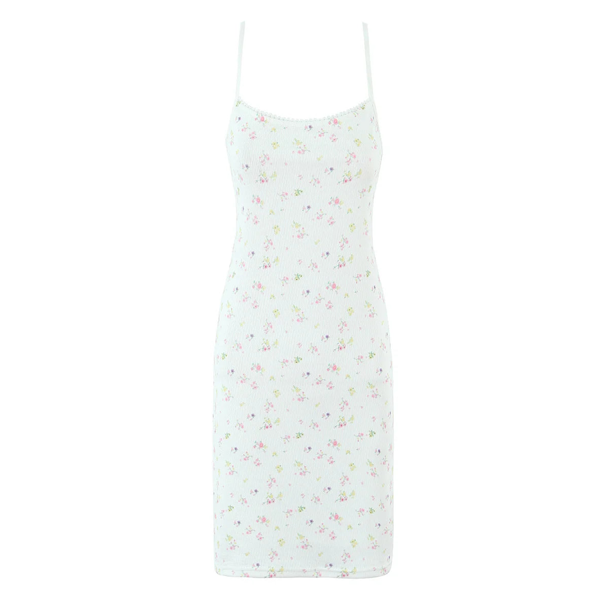 Sweet Girls Floral Print Sexy Spaghetti Straps Dress Women O Neck Bodycon Summer Mini Dreses Holiday Robe