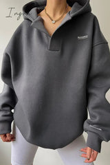 Ingvn - Casual Letter Printing Hooded Collar Tops
