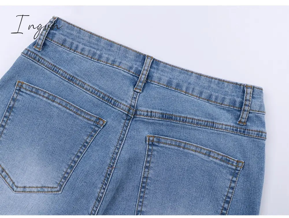 Ingvn - Shaping Skinny Jeans Women High Waist Stretch Ripped Denim Pants Hip Fit Leggings Slim Elastic Mom Jean Casual Comfy Trousers