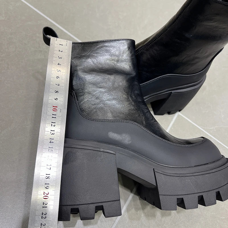 Ingvn  Vintage Punk Style Women Ankle Boots Fashion Modern Short Booties Ladies Elegant Thick Heels Botas Mujer