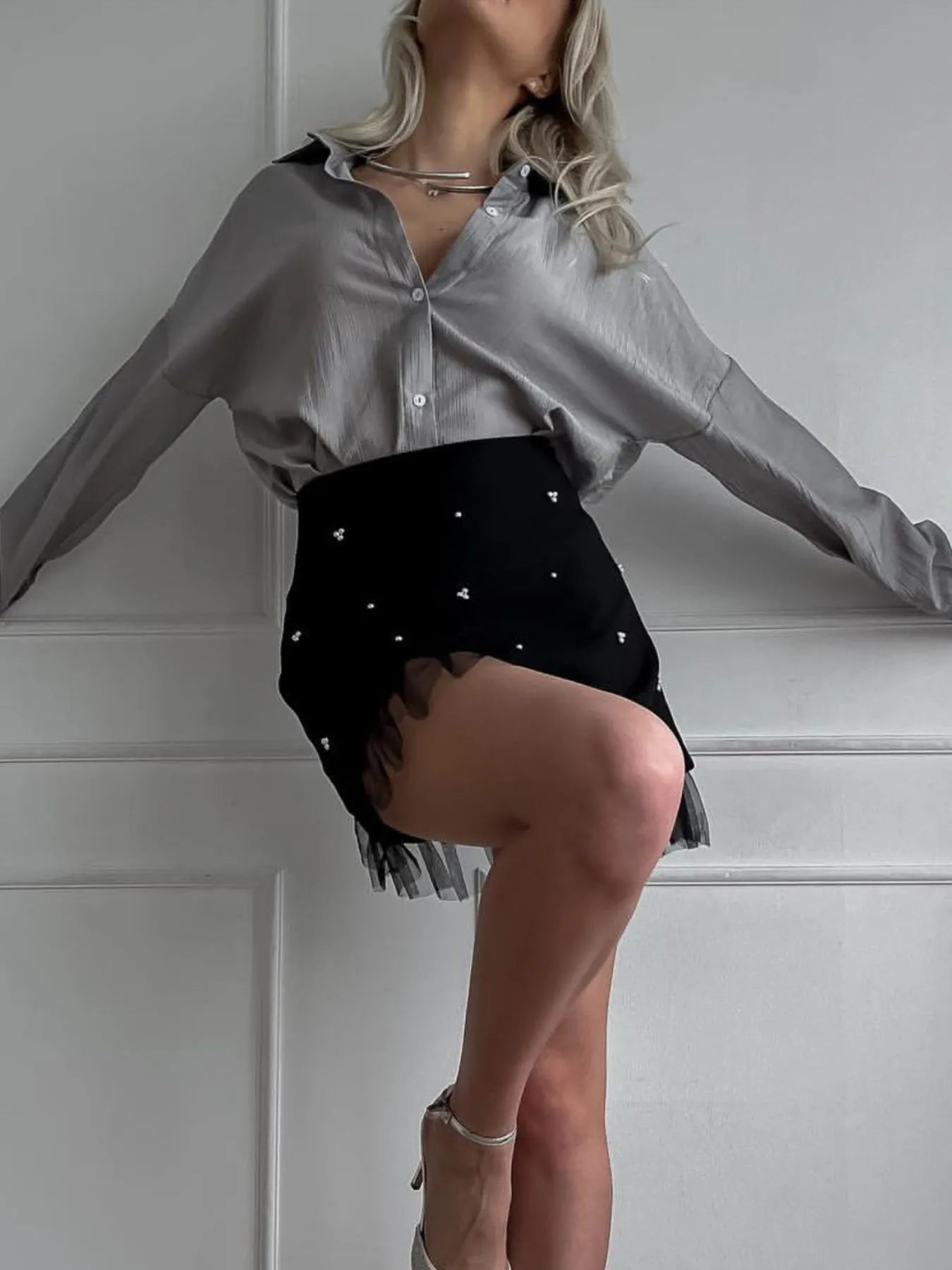 Tulle Hem Mini Skirt