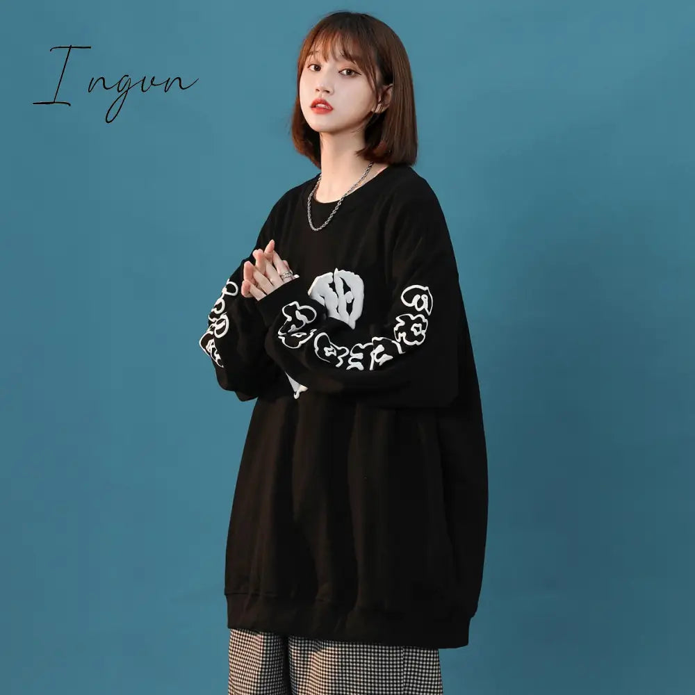 Ingvn - Women Letter Designer Love Y2k Hoodies Female Harajuku Korean Fashion Sweatshirts Girl Vintage Streetwear Hoodie