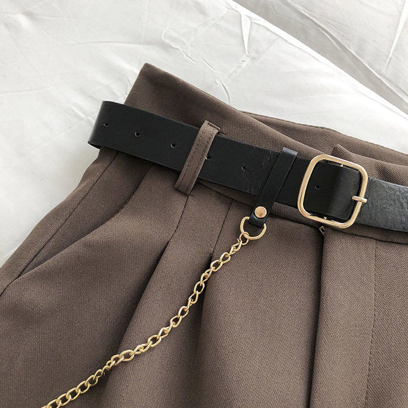 New Summer Women's Shorts Button Solid Color Pocket Casual High Waist Suit Shorts Casual Thin Women Clothing + Send Belt