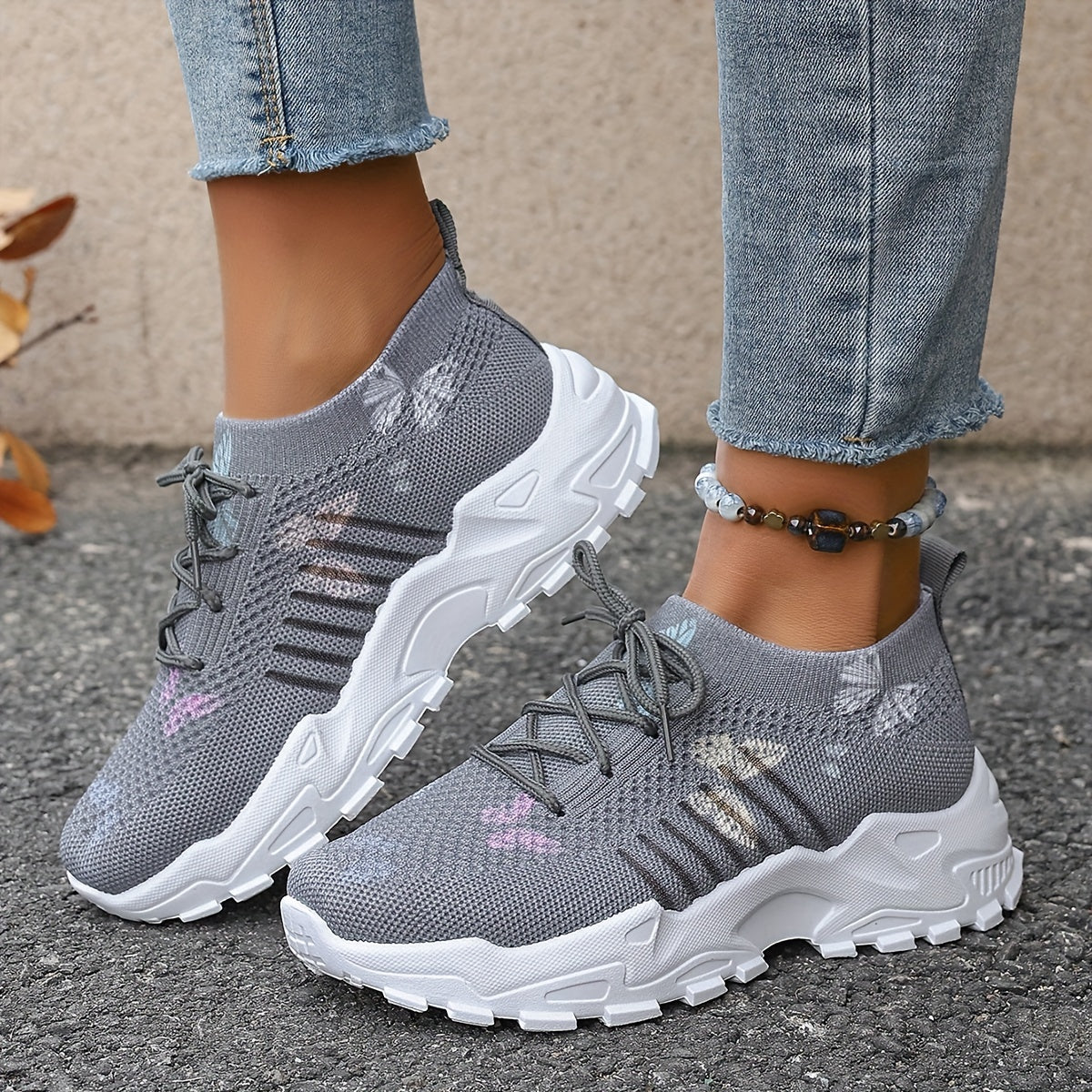 Stylish Butterfly Mesh Running Shoes - Road Running, Breathable Low-Cut Lightweight Comfortable Sneakers with Laces for Women - Perfect for Casual Daily Exercises and Outdoor Activities
