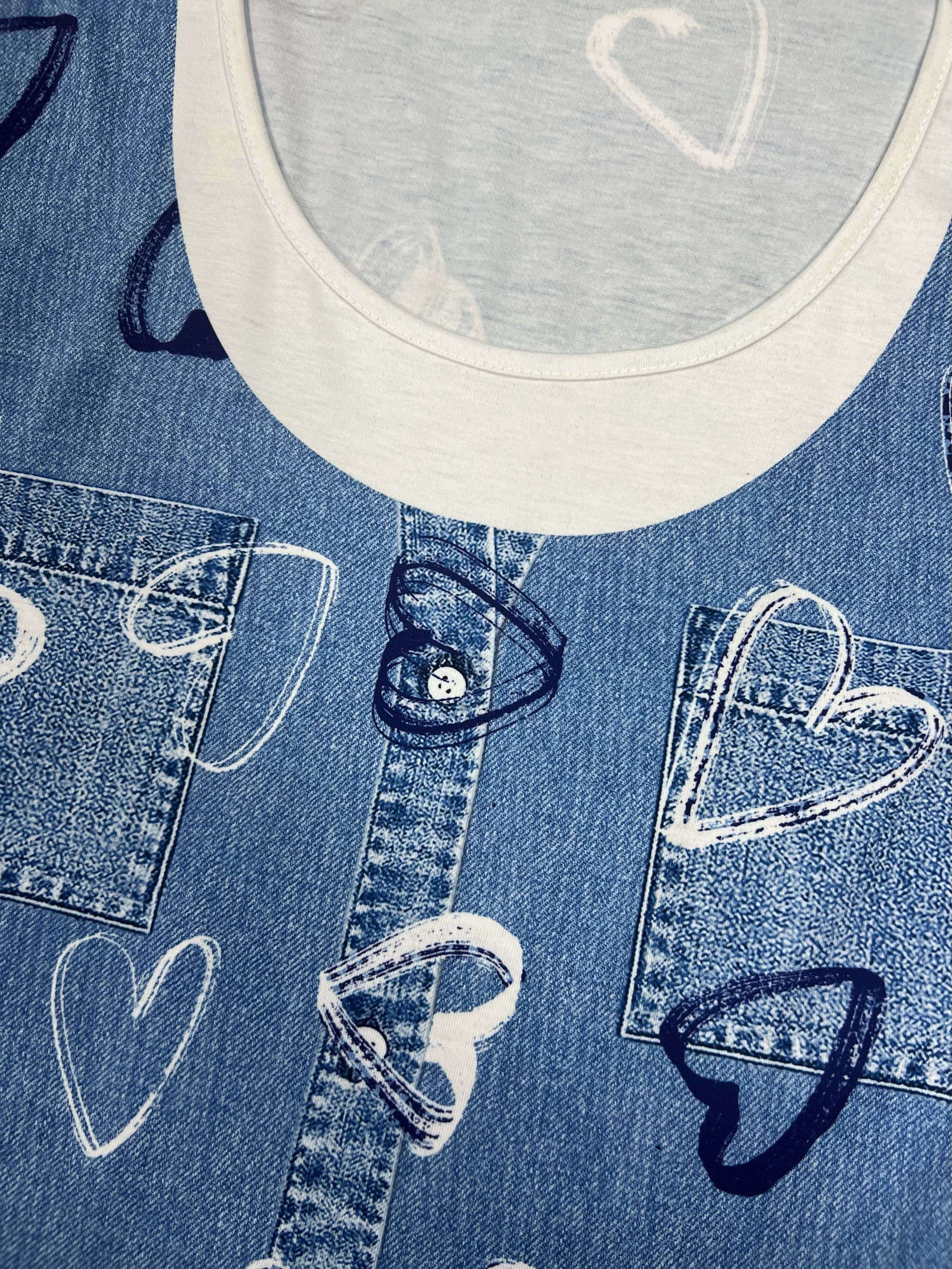 Plus Size Floral Denim Charm - Womens Casual Round Neck Loose Tank Dress with Boho Style - Comfortable & Fashionable for All Seasons