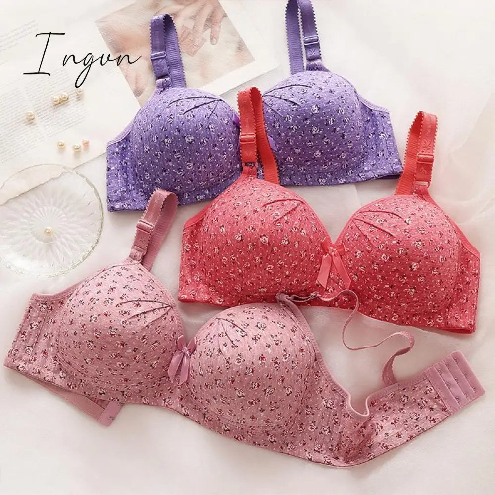 Ingvn - Plus Size Bra for Women Underwear Wire Free Comfort Push Up Bras Female Sexy Lingerie Soft Thin Breathable Black Red Bralette