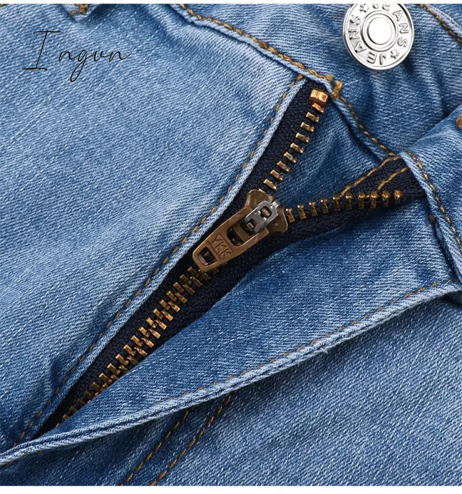 Ingvn - Shaping Skinny Jeans Women High Waist Stretch Ripped Denim Pants Hip Fit Leggings Slim Elastic Mom Jean Casual Comfy Trousers
