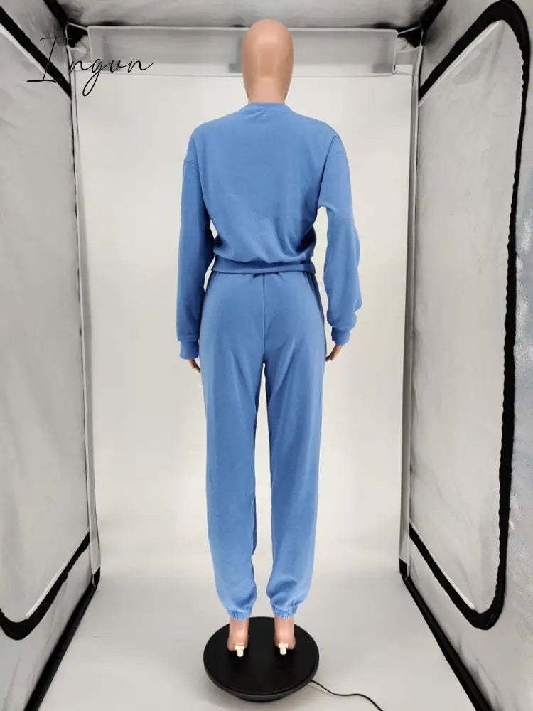 Ingvn - Women Tracksuit Set Jogger Matching Sets Lounge Wear Autumn Winter Sweatsuits for Women Sport Suit Set Two Piece Outfits Casual