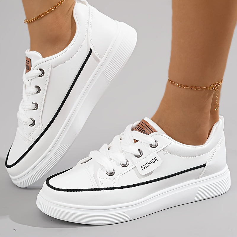 Women's Simple Sneakers, Casual Lace Up Outdoor Shoes, Women's Comfortable Low Top Shoes Plus Size