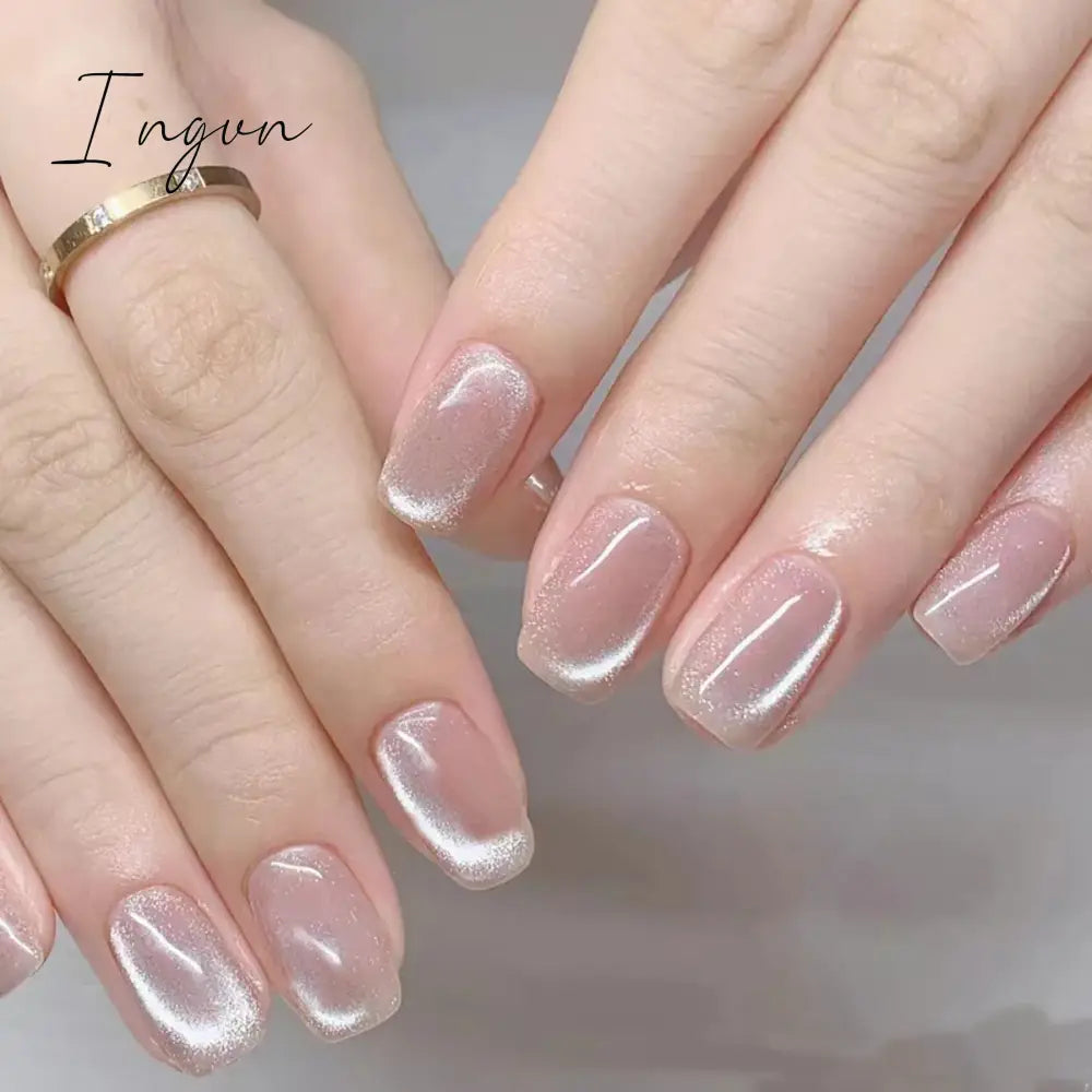 24pcs detachable cat eyes red wine false nails with glue full cover ballet square almond shiny acrylic press on fake nails tips