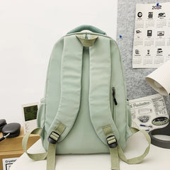 INGVN  Waterproof Teenage Bookbag Nylon Rucksack Fashion Girl Backpack Women Shoulder Bag High School Schoolbag Black