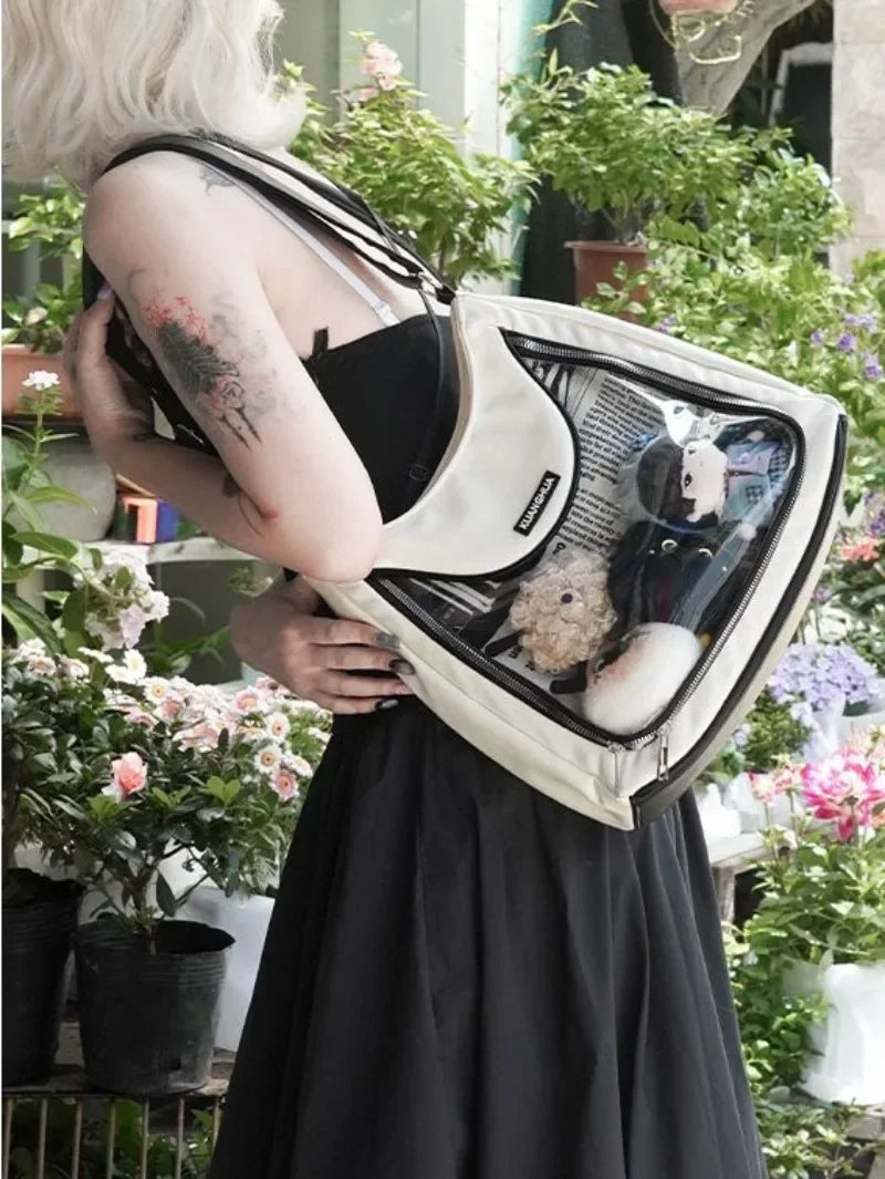 Ingvn  Japanese Cute Itabag Large Capacity Sweet Kawaii Shoulder Bag for Women Pu Leather High Street Spice Girls Zip Handbags