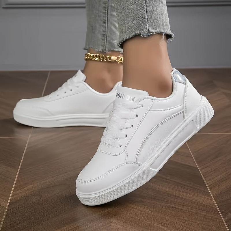 Stylish ComfortFit Skate Shoes - Road Running, Low-Top, Lace-Up, Round Toe, Ultra-Lightweight, Breathable, Comfortable, All-Season, Versatile Sneakers for Women