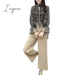 Ingvn - Fashion Trends Chiffon Pantsuits Women Wide Leg Pant Suits For Mother of the Bride Outfit Formal Wedding Office Ladies 2 Two Piece Set Clothes