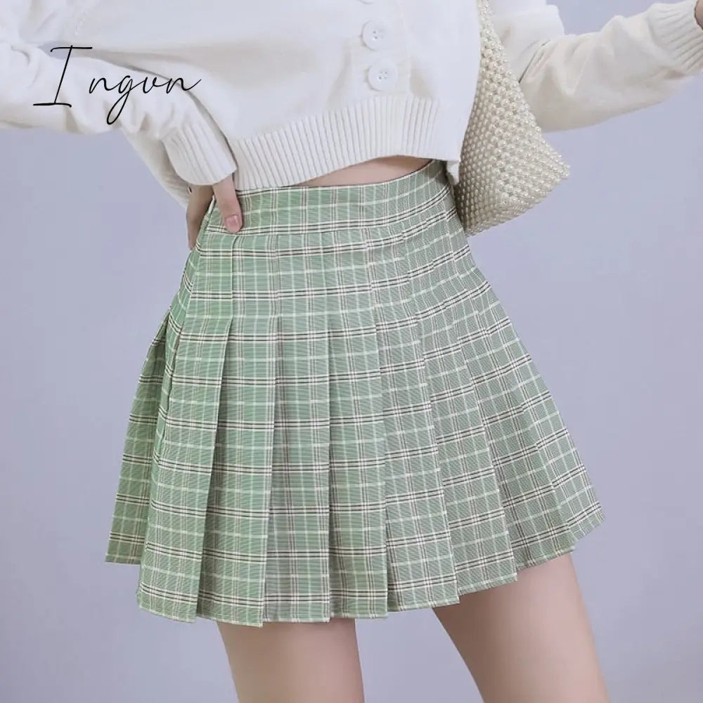 Ingvn - Fashion Kawaii Summer Women Skirts High Waist Cute Sweet Girl's Pleated Skirt Korean Style Mini Skirts for Women