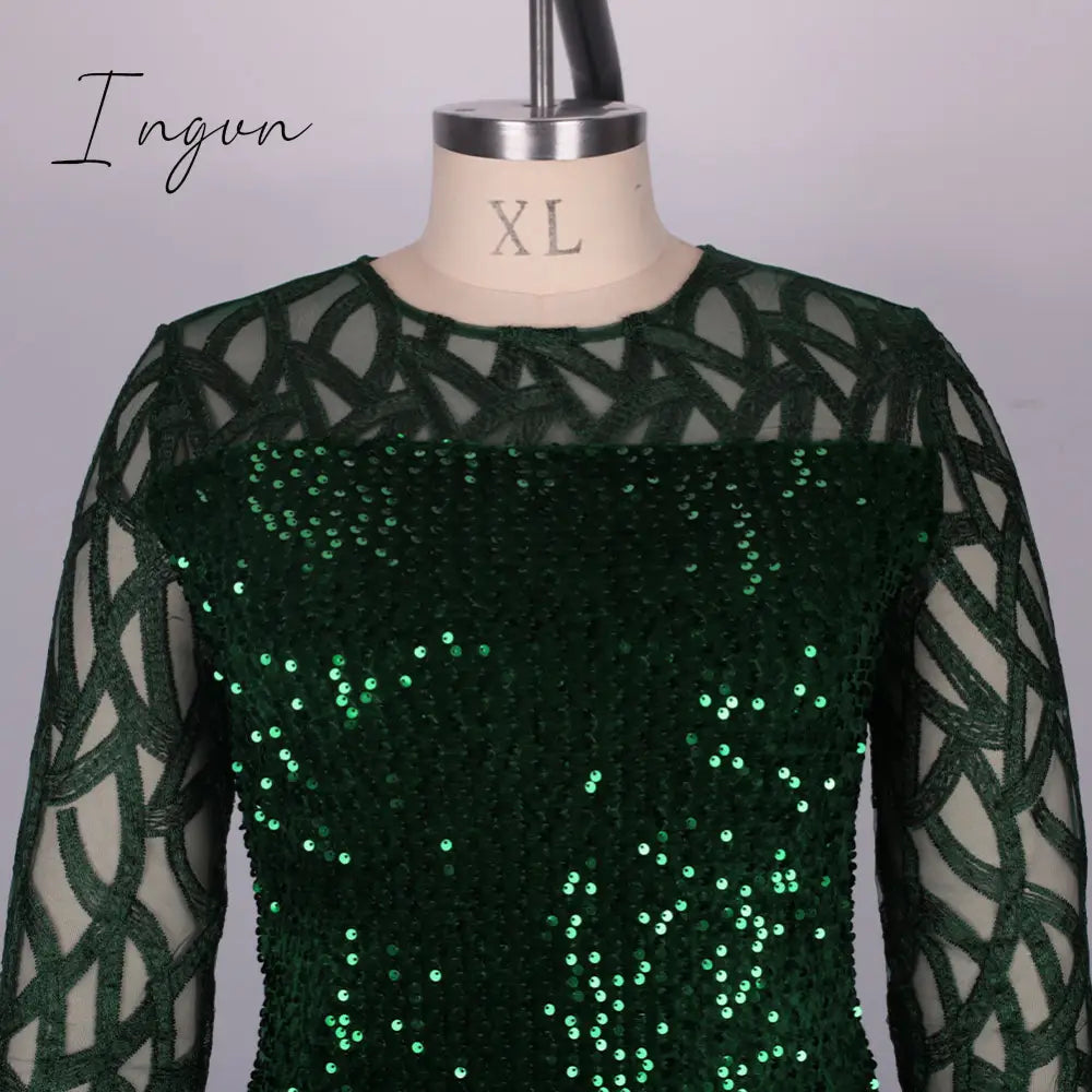 Ingvn - Party Dresses Plus Size Women's Summer Dress for Women Elegant Sequin Green Bodycon Dress Evening Wedding Outfits 4XL 5XL