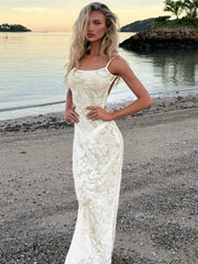 Ingvn  Women's Sexy Backless Summer Beach Dresses  Female Sleeveless See-through Bodycon Long Evening Party Slip Dress White Black