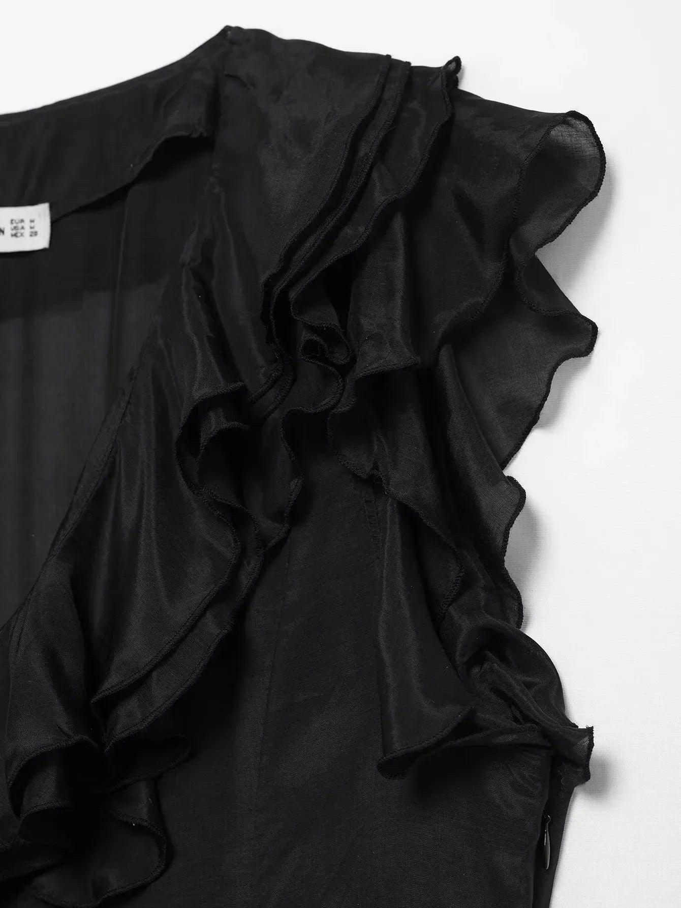 Summer Ruffles Midi Dress Women Elegant Sleeveless V-neck Solid Party Dresses Female 2025 Fashion Loose A-line Robes Vestidos