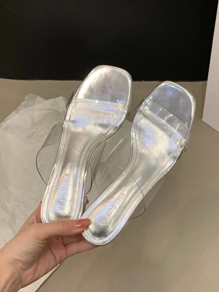 Ingvn  Summer  Transparent Slides Clear Shoes Open Toe Heeled Women's Slippers and Ladies Sandals Outside Non Slip Unique Footwear