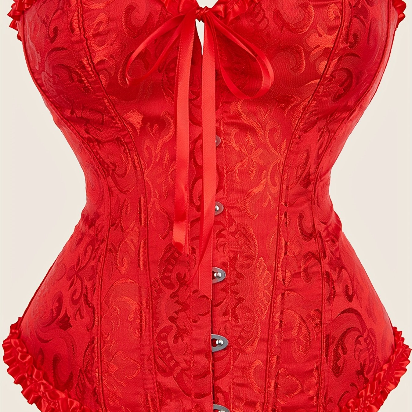 Ravishing Ruffle Strapless Corset Bustier - Sculpting Tummy Control, Lace-Up Jacquard Body Shaping, Adjustable Hooks, Comfortable Women's Lingerie & Shapewear for Hourglass Figure