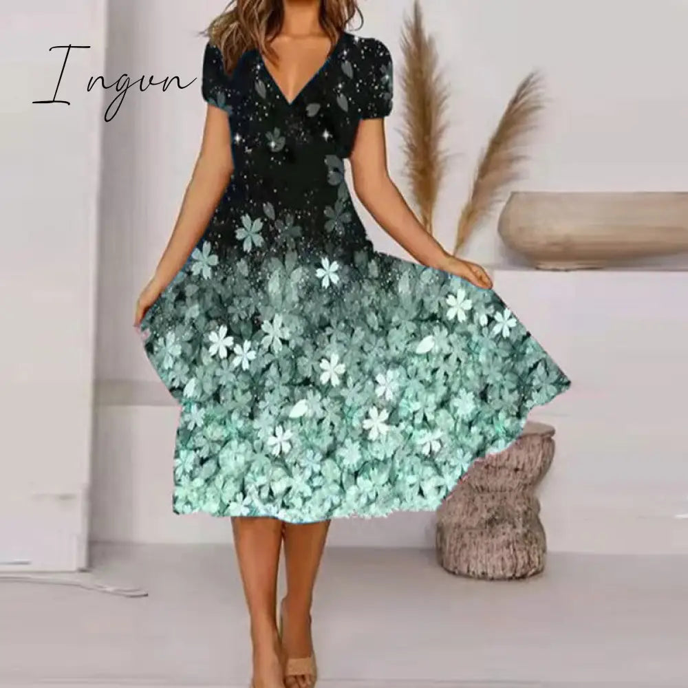 Ingvn - Short Sleeve Printed Dress
