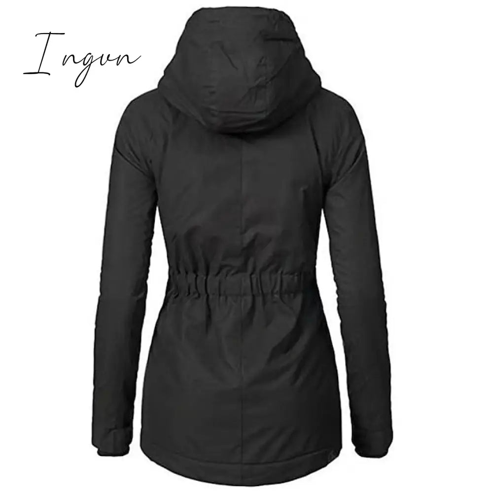 Ingvn - Women's Parka Street Fall Winter Long Coat Windproof Warm 3 in 1 Loose Casual Sports Jacket Long Sleeve Solid Color Zipper Purple Blushing Pink  Waterpoof  Daily Wear Down  Parkas  Lined