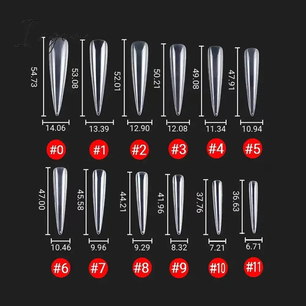 3XL Full Cover False Long Stiletto  Nail Tips Sculpted Clear Press On Artificial Fake Nails  Manicure Salon Supply 120pcs