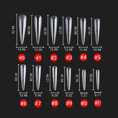 3XL Full Cover False Long Stiletto  Nail Tips Sculpted Clear Press On Artificial Fake Nails  Manicure Salon Supply 120pcs