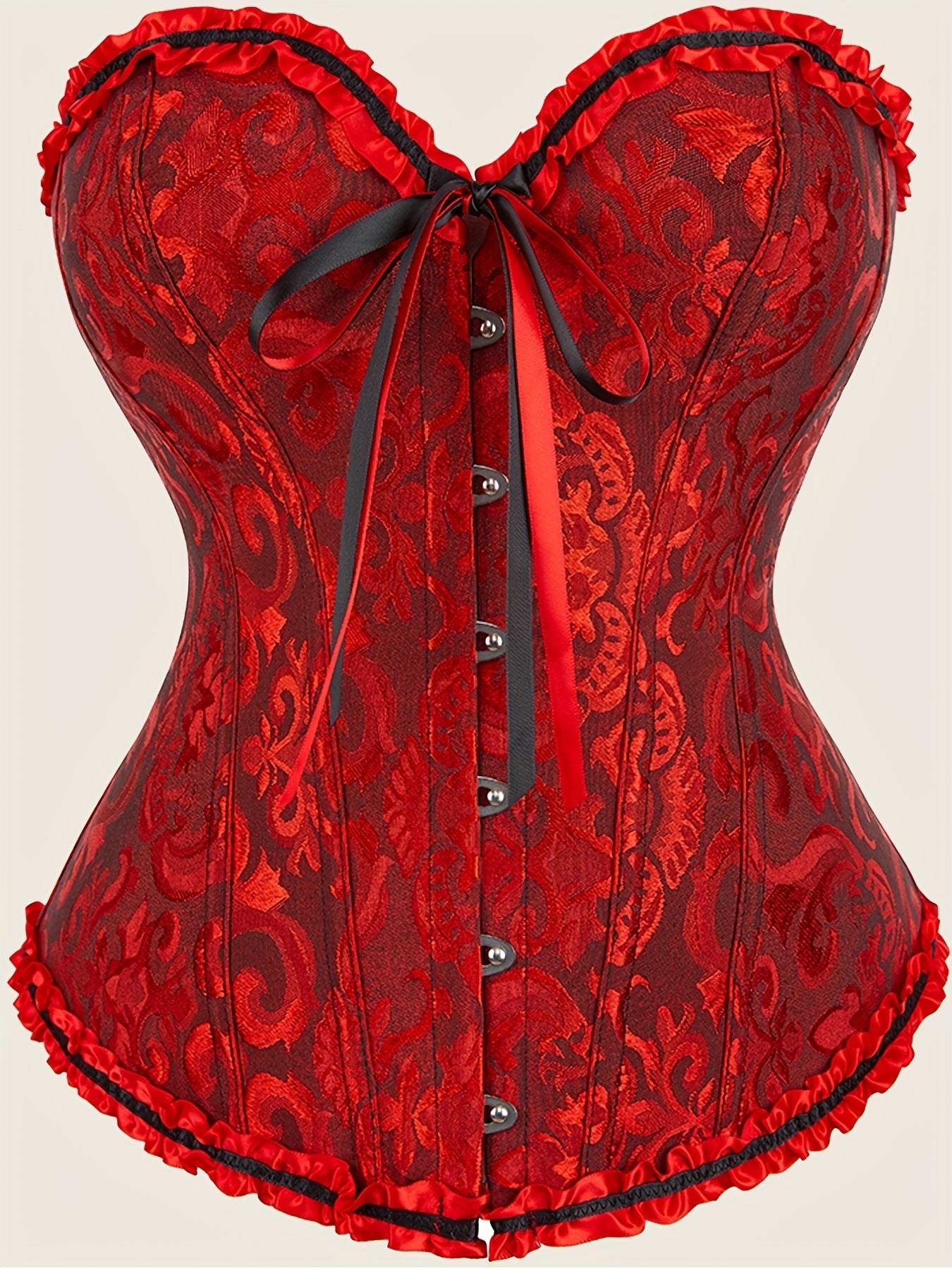 Ravishing Ruffle Strapless Corset Bustier - Sculpting Tummy Control, Lace-Up Jacquard Body Shaping, Adjustable Hooks, Comfortable Women's Lingerie & Shapewear for Hourglass Figure