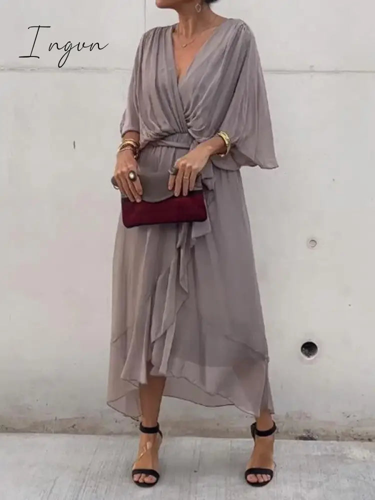 Stylish and elegant V-neck chiffon dress