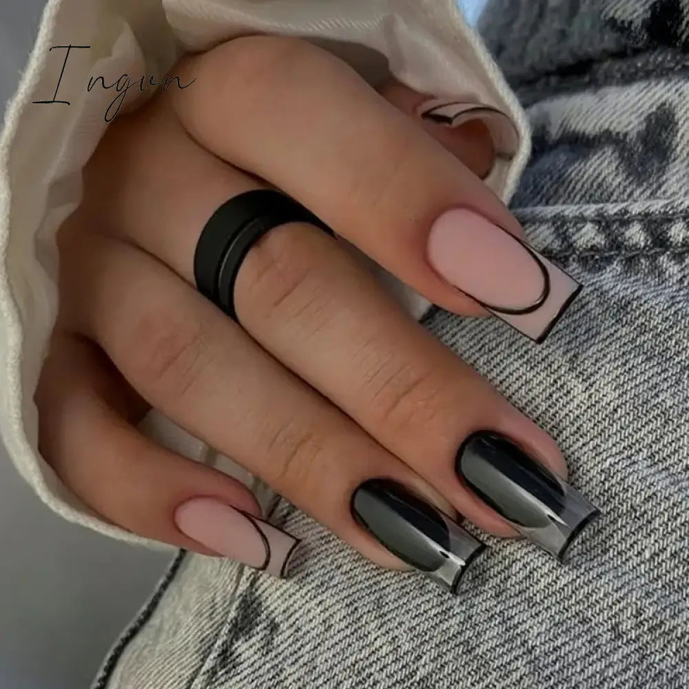 24Pcs Fake Nails Press On Supplies False Charms Tips For ABS Nail Art And Decorations Manicure Extension Contains Jelly Gel
