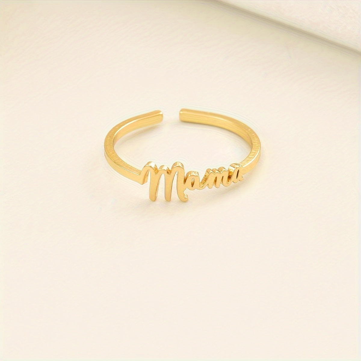 Chic 'Mama' Golden-Tone Adjustable Ring - Perfect for Casual Attire & Gifting