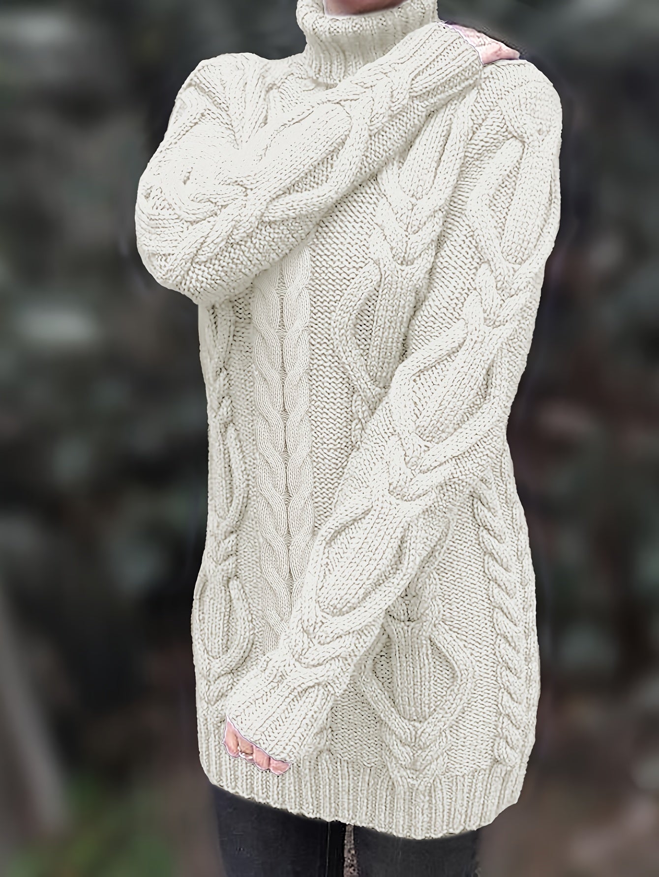 Cozy Cable Knit Dress - Long Sleeves & Turtle Neck - Versatile & Warm for Spring/Fall - Multiple Colors Available