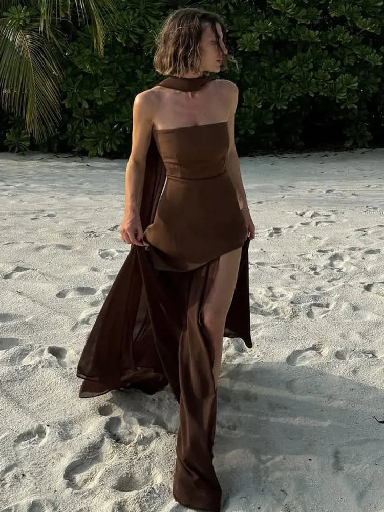 Summer Female With Ribbon Long Dress Elegant Mesh Backless Patchwork Slim Fashion Party Dress Gown Women's Bodycon Dress