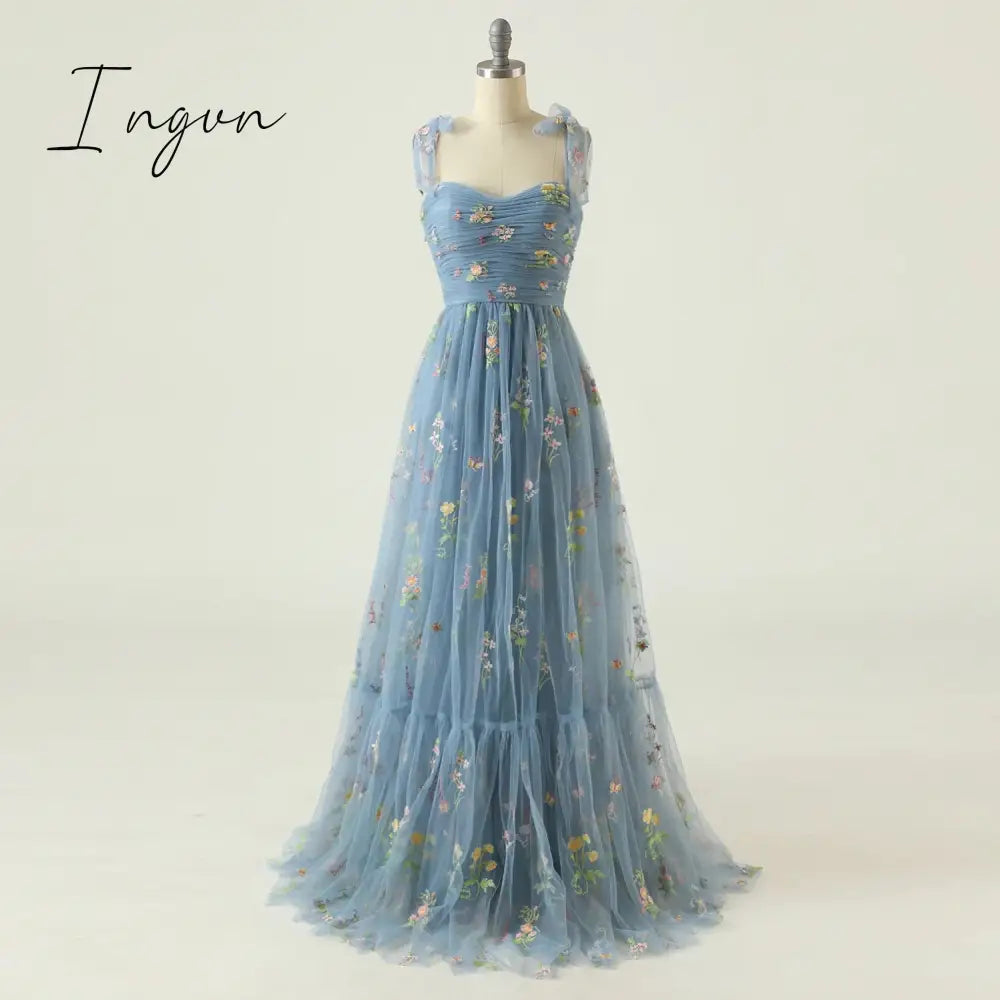 Ingvn - 2023 Elegant Party Dress Prom Dresses Mint Green Adjustable Straps Shiny Love Tulle Tea Length Wedding Party Graduation Dress