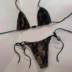 Black Lace Bikinis Sexy Women Swimsuit Female Swimwear Micro Bikini Set Bandeau Swimming Suit Beachwear Brazilian Biquini