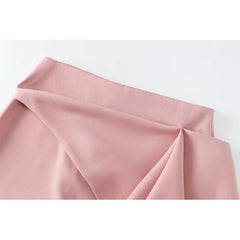 New Women Vintage High Waist Asymmetric Front Pleats Shorts Skirts Elegant Office Skort