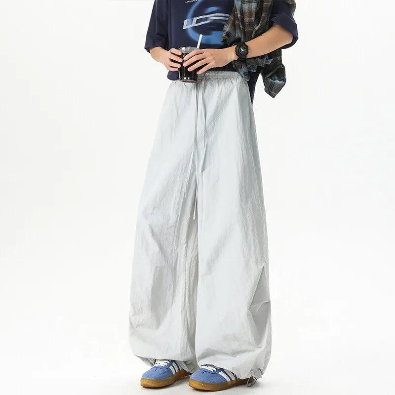 Unisex Pants Wide Leg Athletic Lounge Pants Spring Summer Lightweight Stretch Waist Casual Sportswear Joggers Loose Thin Comfort